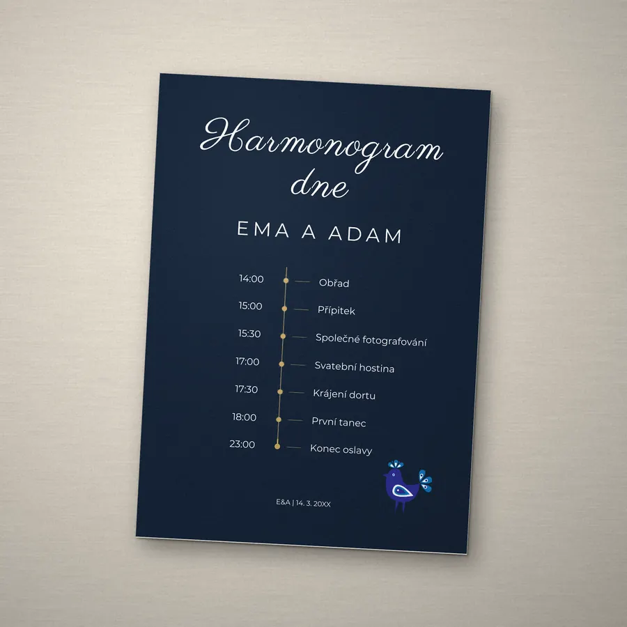 Harmonogram svatebního dne se zlatou časovou osou
