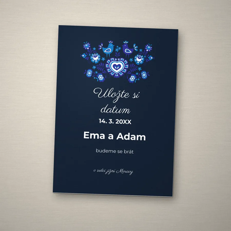Save the date Uložte si datum s modrými lidovými ptáčky