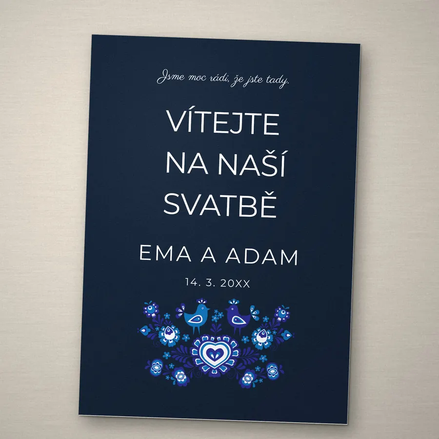Uvítací cedule na svatbu velikosti A1 se jmény novomanželů
